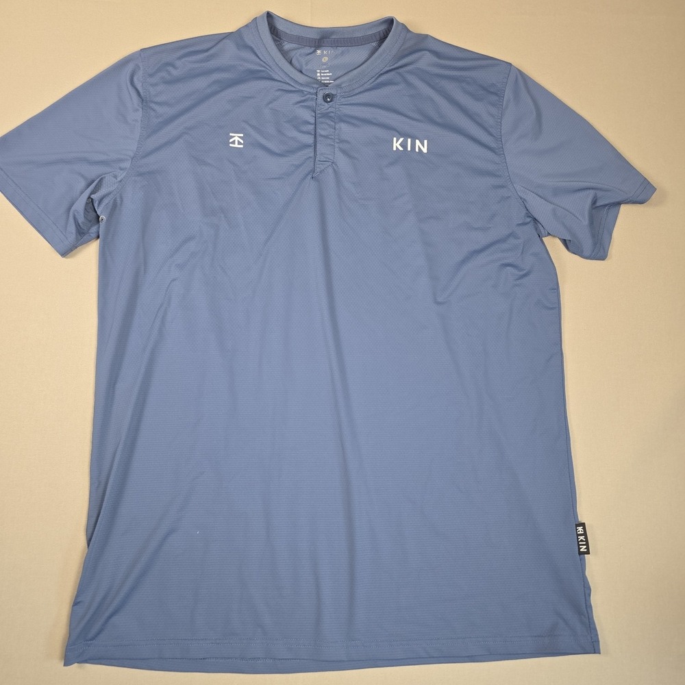 KIN Apparel Men's Size L Slate Blue Performance Blade Collar Athletic Shirt...